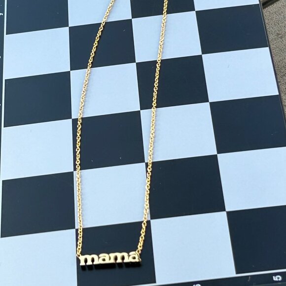 18K Gold Plated Mama Necklace, Stainless Steel - Picture 5 of 5